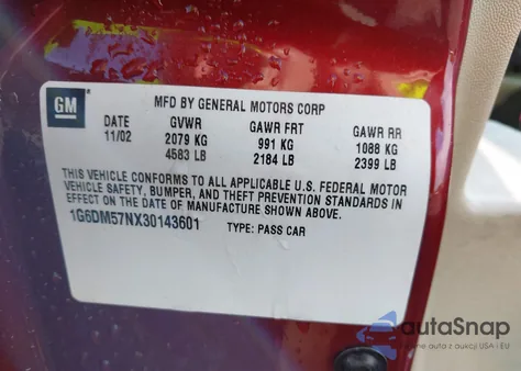 2003 Cadillac Cts Standard из США, поврежденный, VIN 1G6DM57NX30143601